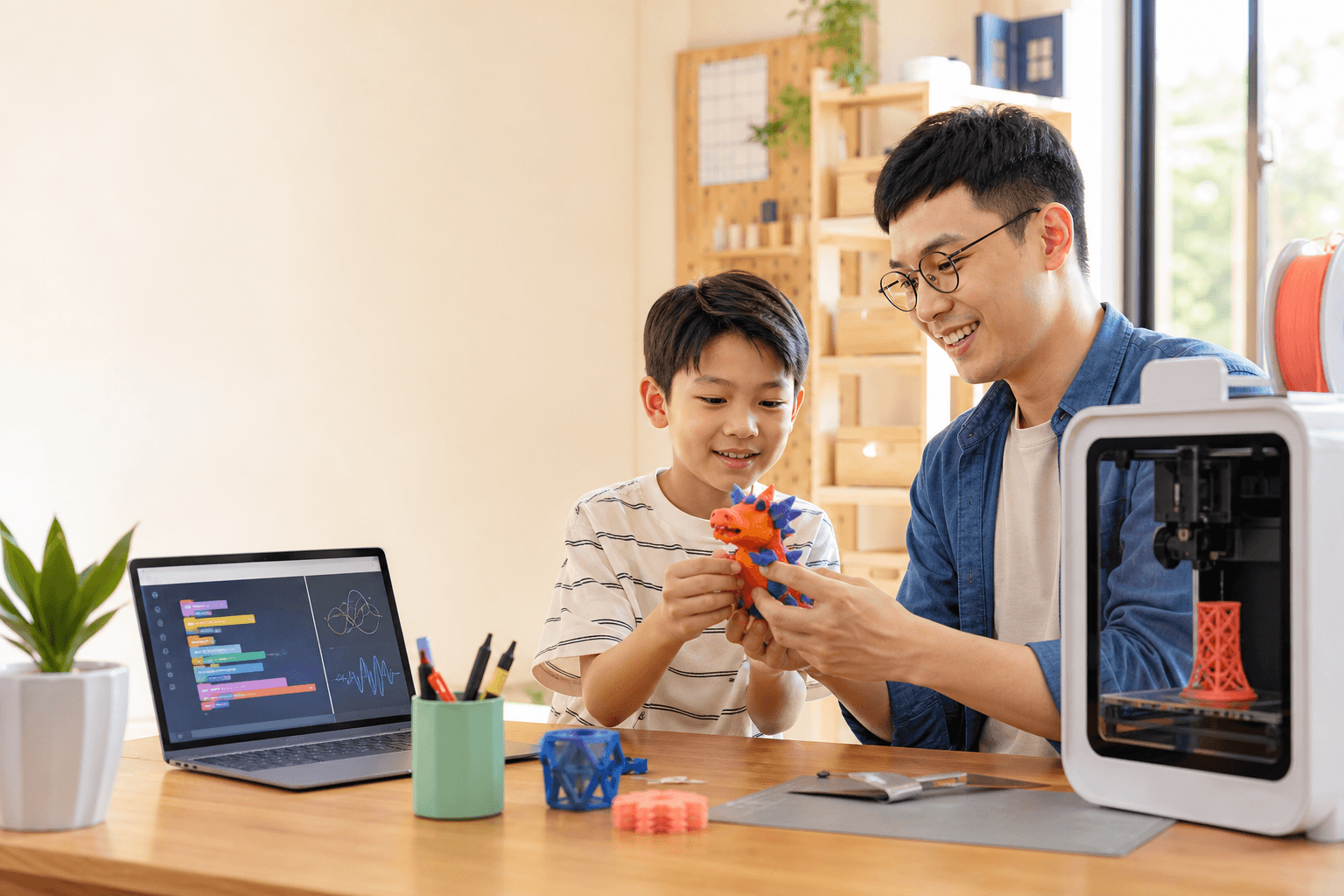 學員與老師一起完成 3D 列印作品